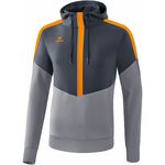 Erima Squad Sweatshirt met Capuchon Slate Grey Monument Grey New Orange 1072004