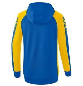Erima Six Wings Trainingsjack Met Capuchon Dames New Royal Geel 1032221 Achterzijde