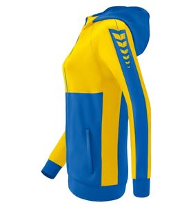 Erima Six Wings Trainingsjack Met Capuchon Dames New Royal Geel 1032221 Zijkant